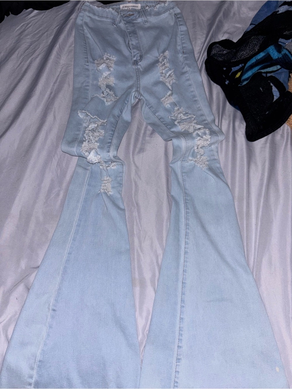 Almost Famous Light Blue High-Rise Distressed Jeans